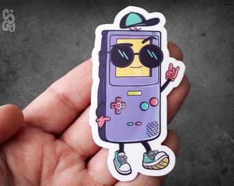 Purple Game Boy Color Sticker, 90s Waterproof Decal