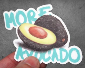Hand-Illustrated Avocado Vinyl Sticker | Waterproof Foodie Decal
