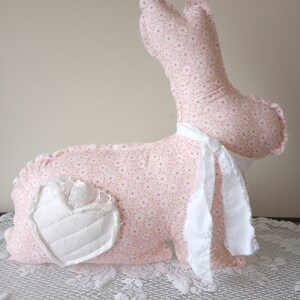 X-LARGE Bunny with Vintage Quilt Heart, Bunny Pillow, Rabbit, Easter Gift, Spring Decor, Antique Farmhouse Accent Pillow, Housewarming Gift