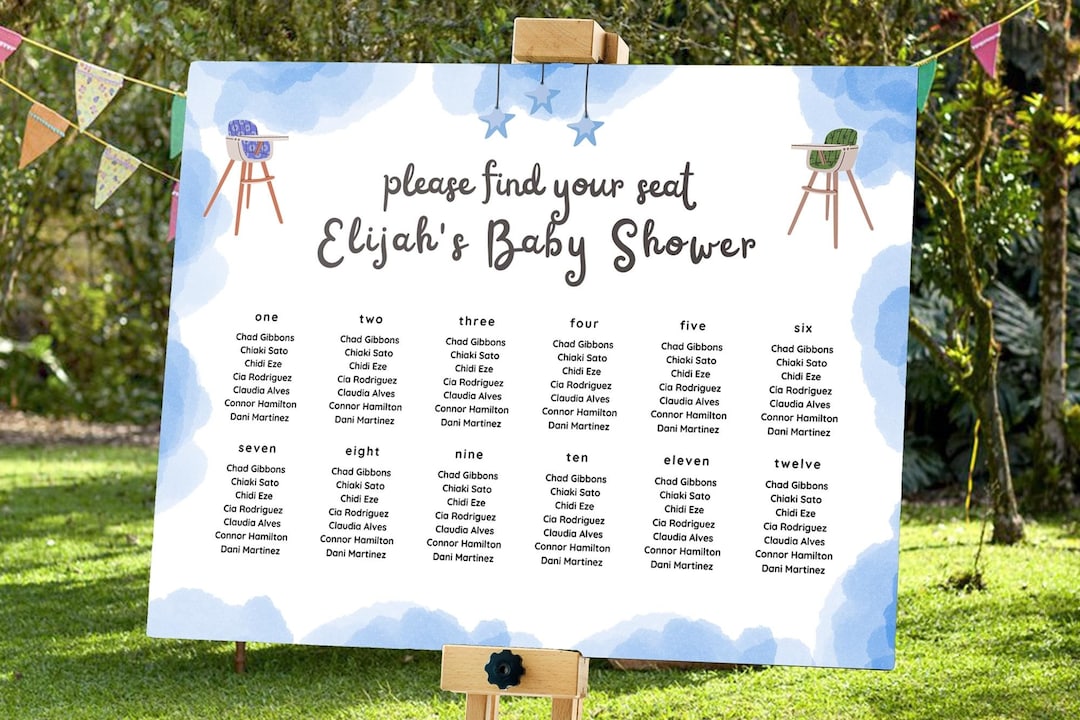 Baby Shower Seating Chart, Baby Boy Seating Chart, Editable Baby Shower