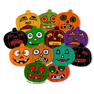 Vintage 13 Pc Pumpkin Seals, Halloween Die Cuts High-Quality Laser Reproductions Size of Cuts Vary From .73&quot; - .75&quot; Halloween Paper Cut Outs