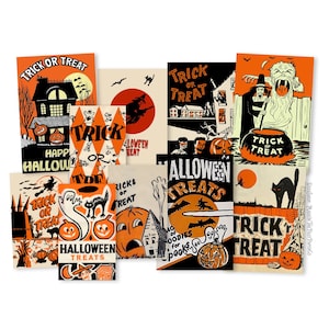 10 Stück Vintage Halloween Leckerli Beutel, Größe der Schnitte variieren von 2 "- 3" Hochwertige Laser-Reproduktionen
