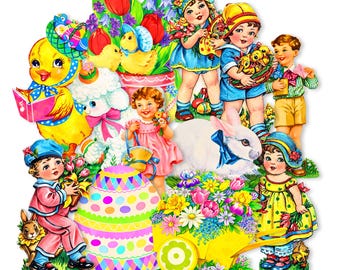 Vintage Easter Ephemera 12 Piece Assortment, Easter Die Cuts, High-quality Laser Reproductions, Vintage Easter Decorations, Easter Stickers