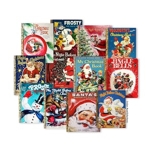 Vintage kerstboekafbeeldingen 12-delig assortiment Grootte van de delen varieert van 2,75"-3" Hoogwaardige laserreproducties Kerstornamenten