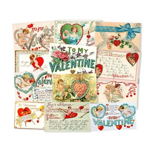 12 cartoline vintage di San Valentino, fustellati, ritagli di San Valentino vintage, decorazioni di carta, riproduzioni laser di alta qualità, San Valentino