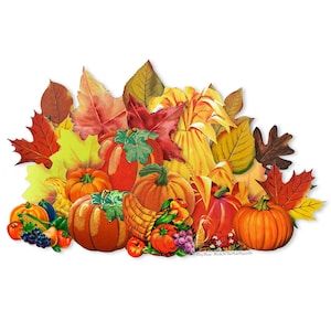 Vintage 20pc Fall & Autumn Seals, Dennison Seals, Pumpkin Seal, Fall Leaves, Halloween, Fall Junk Journal, Size Varies From 0.80&quot; - 3.50&quot;