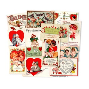 Ritagli di carta vintage per San Valentino, ritagli di San Valentino vintage, decorazioni di carta, riproduzioni laser di alta qualità, cartoline di San Valentino