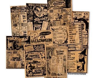 10 Piece Vintage Halloween Decor, Halloween Decoration, Halloween Junk Journal, Retro Halloween, Vintage Halloween, Halloween Scrapbooking