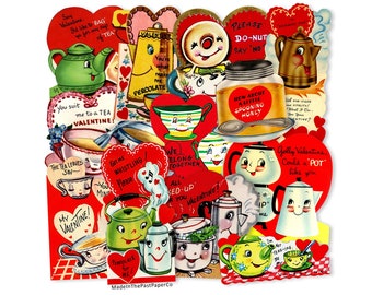 Vintage Valentines Day Paper Die Cuts, Vintage Valentines Cutouts, Valentines Ephemera, High-Quality Laser Reproductions, Valentines Cards