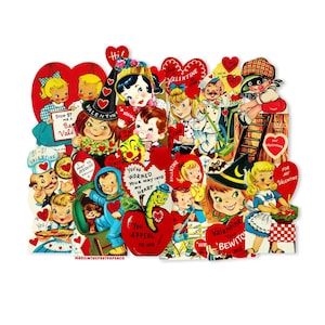Vintage 12 Piece Valentines Stickers, High-quality Laser Reproductions, Vintage Valentines Decor, Valentines Die Cuts, Valentines Cut Out