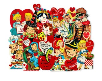 Vintage 12 Piece Valentines Stickers, High-quality Laser Reproductions, Vintage Valentines Decor, Valentines Die Cuts, Valentines Cut Out