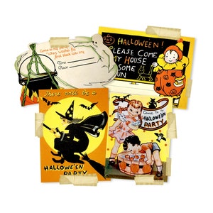 Vintage Halloween Party Invitations High-quality Laser Reproduction Cut Outs, Vintage Halloween Ephemera Die Cuts 5&quot; x 3&quot; Approximately
