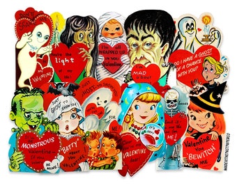 Vintage Halloween Valentines 12 Piece Assortment Size High-quality Laser Reproductions, Vintage Halloween Valentines Decorations Paper Cuts