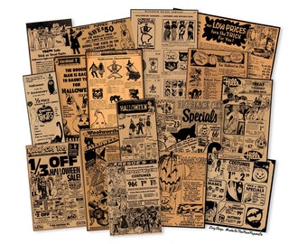 Vintage Halloween Advertisements Vintage Halloween Decor Halloween Decorations Junk Journal Ephemera Scrapbooking Halloween Die Cuts