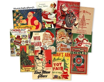 Vintage 12 Pc Christmas Ephemera, Size of Cuts Vary From 2.25" - 3.00" High-quality Laser Reproductions, Christmas Decor, Christmas Journal