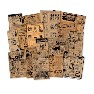 Vintage Halloween Advertisements Vintage Halloween Decor Halloween Decorations Junk Journal Ephemera Scrapbooking Halloween Die Cuts