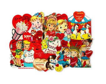 Vintage 12 Piece Valentines Stickers, High-quality Laser Reproductions, Vintage Valentines Decor, Valentines Die Cuts, Valentines Cut Out