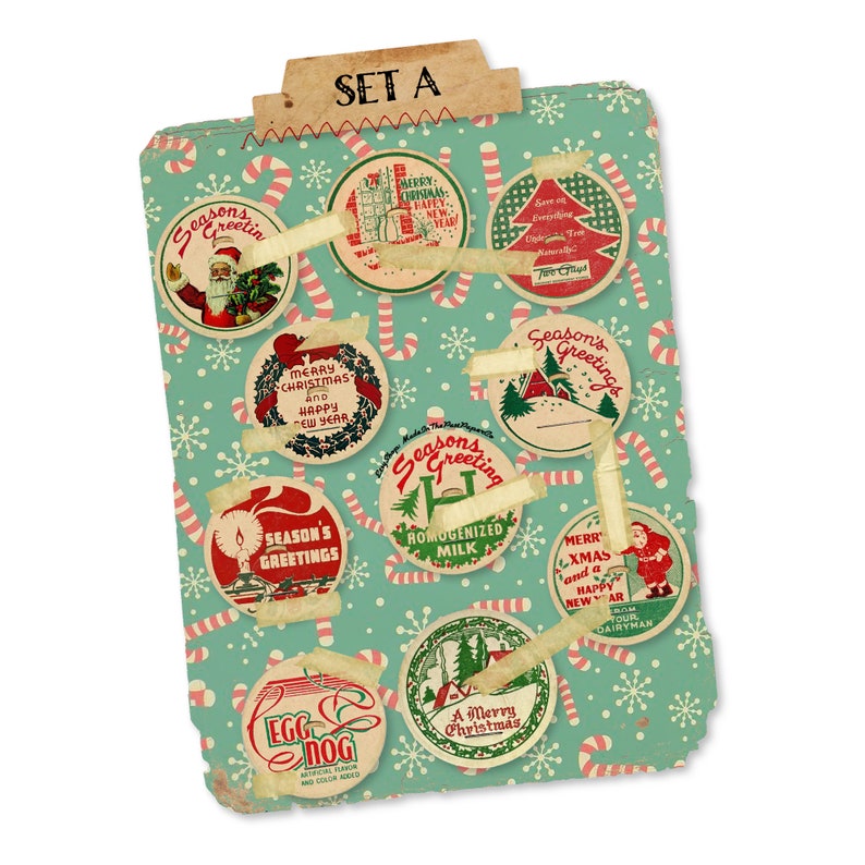 Vintage Christmas Die Cuts, Printed Vintage Christmas Paper Decorations