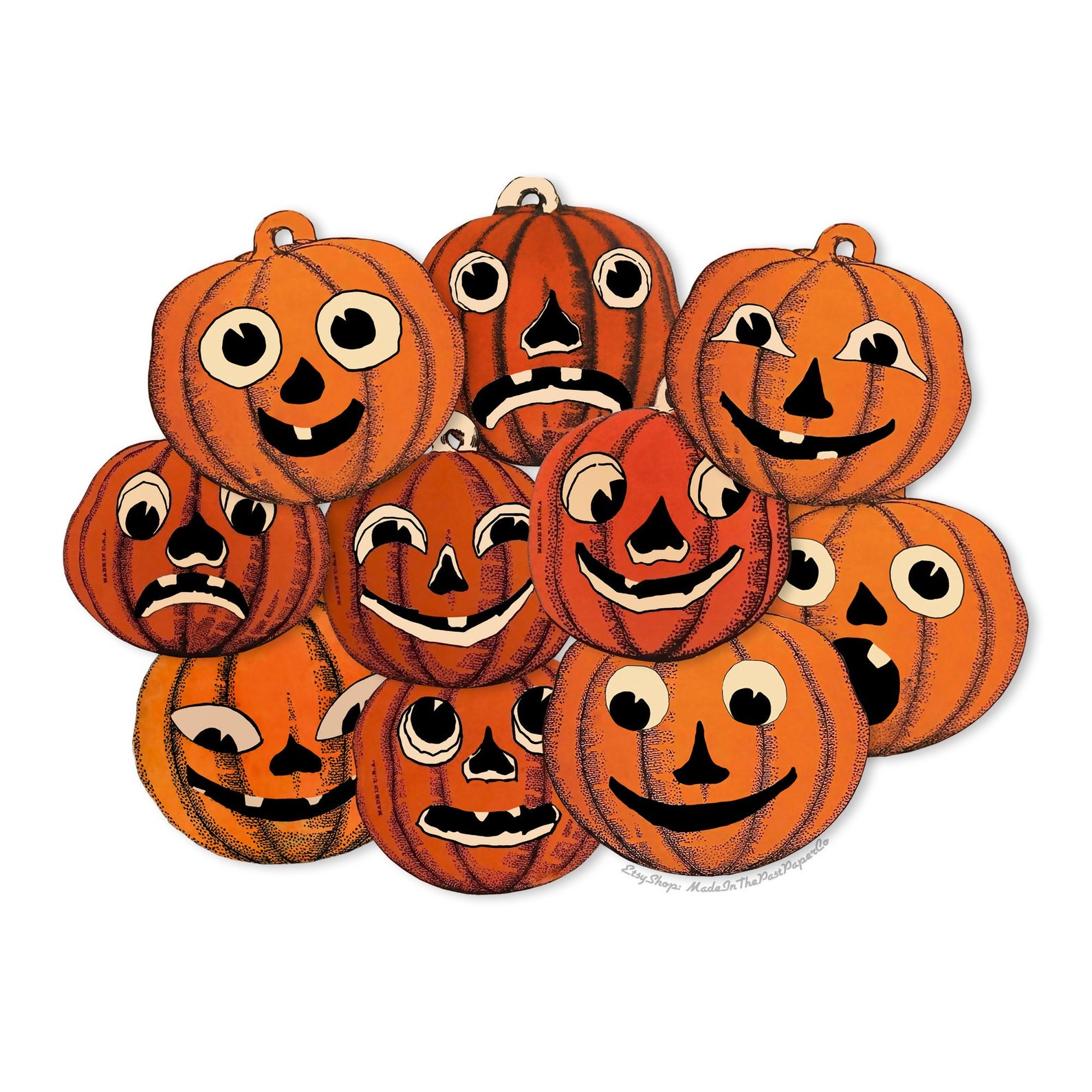 Vintage Halloween Pumpkin Die Cuts, Printed Vintage Halloween Paper ...