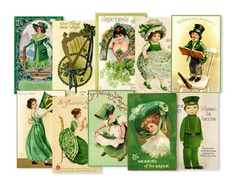 Victorian Saint Patrick&#39;s Day Cards, Paper Cut Outs Assortment, Printed Ephemera, Decorations Scrapbooking Stickers Reproductions Paper Cuts