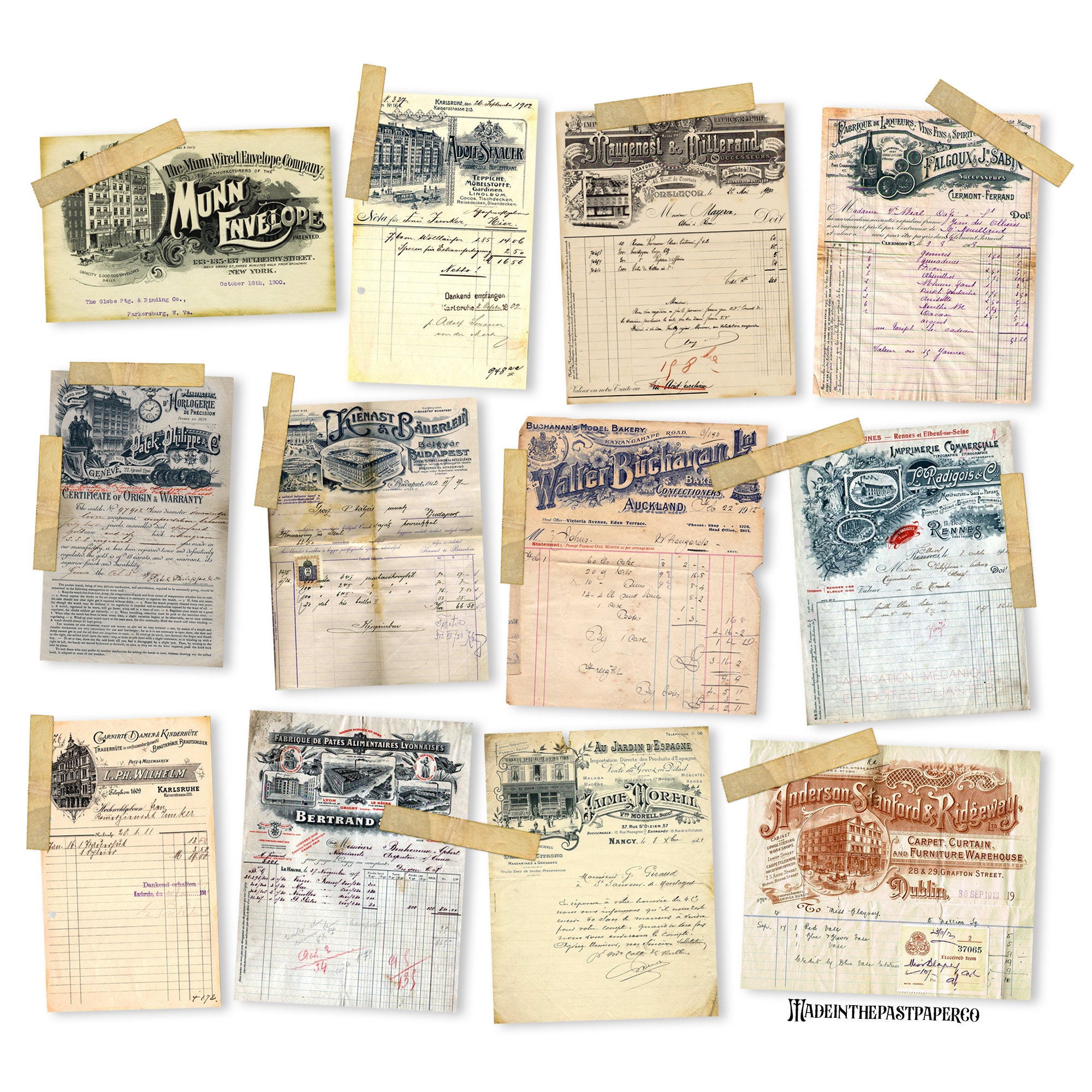 Junk Journal Pages, Antique Billheads, Old Ledgers, Ledger, Vintage Invoices, Journaling ...