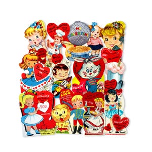 Vintage 12 Piece Valentines Stickers, High-quality Laser Reproductions, Vintage Valentines Decor, Valentines Die Cuts, Valentines Cut Out