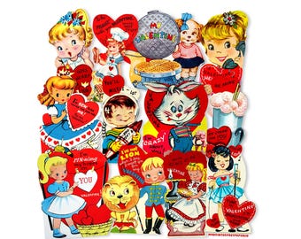 Vintage 12 Piece Valentines Stickers, High-quality Laser Reproductions, Vintage Valentines Decor, Valentines Die Cuts, Valentines Cut Out
