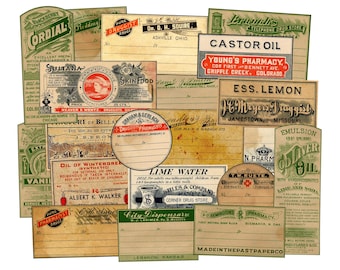20 Vintage Druggist Pharmacy Labels, Antique Poison Labels, Apothecary Bottle Labels, Vintage Potion Labels, Vintage Poison Stickers