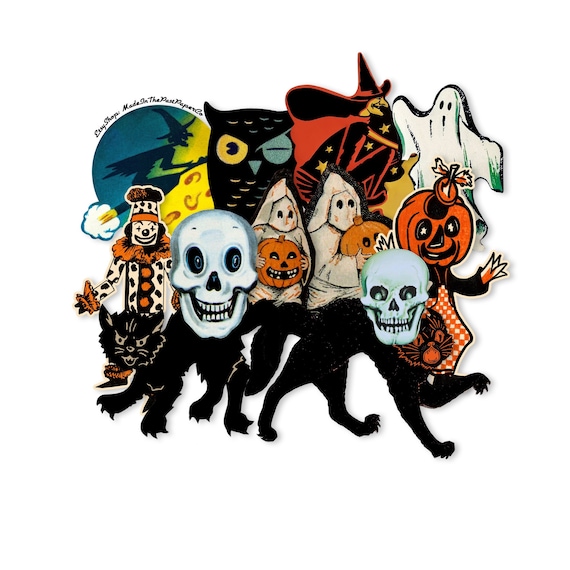 Halloween雑貨★まとめ売り【ヴィンテージ】ストラップ・バッグ・置き物など Vintage 12pc Halloween Cutouts, Vintage Halloween Decorations