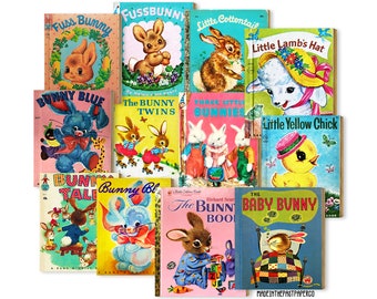 Vintage 12 Piece Easter Book Covers, Vintage Easter Decorations - Size of Cuts Vary From 1" - 4" High-quality Laser Reproductions