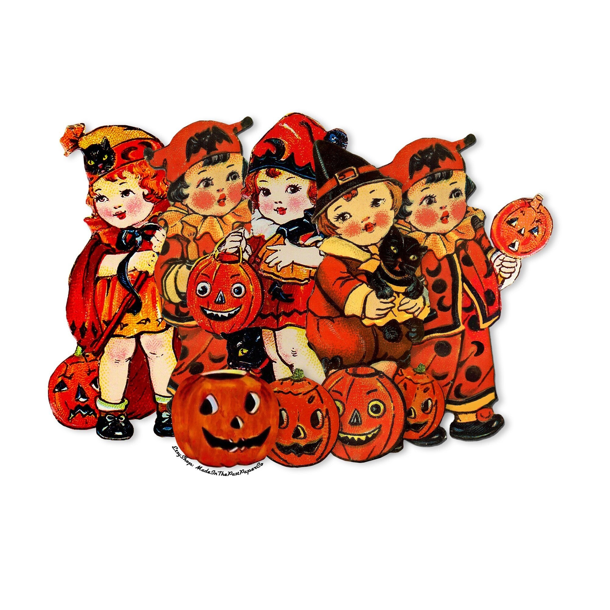 Vintage Halloween Paper Dolls, Halloween Costumes, Halloween Junk Journal, Halloween Crafts, Retro Halloween, High-Quality Reproductions