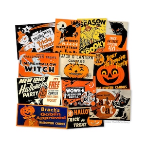 12 Piece Vintage Halloween Treat Or Treat Ads, Halloween Decor, Halloween Ephemera, Cuts Vary From 2&quot; - 4&quot; High-quality Laser Reproductions