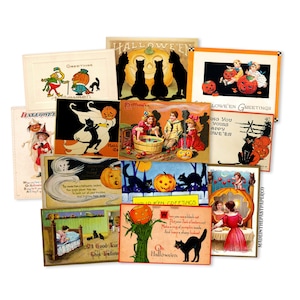 Vintage Halloween Post Cards, Halloween Junk Journal, Halloween Decorations, Retro Halloween, Halloween Ephemera, High-quality Reproductions