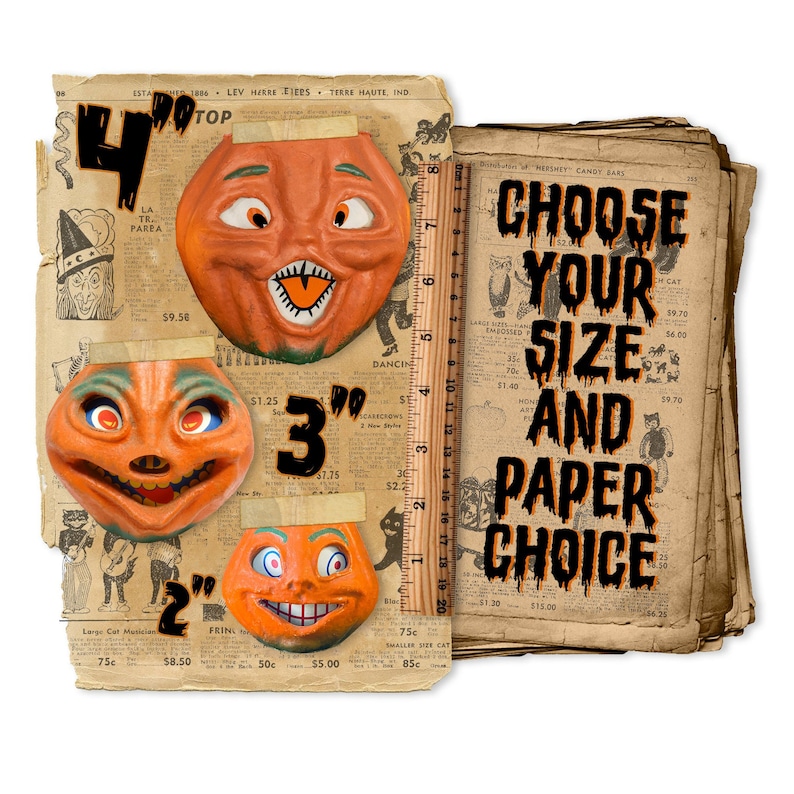 Not Inserts - Vintage Halloween Paper Mache Jack-o-Lantern Cutouts, Vintage Halloween Paper Decorations High-Quality Laser Reproductions, image 2