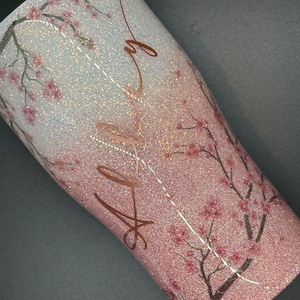 Pink Blossom Personalized Tumbler - Epoxy Glitter Gift Cherry Blossom Sakura