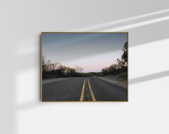 Arte de parede de estrada aberta, fotografia de viagem, arte de parede do Texas, foto de estrada do Texas, fotografia de paisagem, pôr do sol do Texas