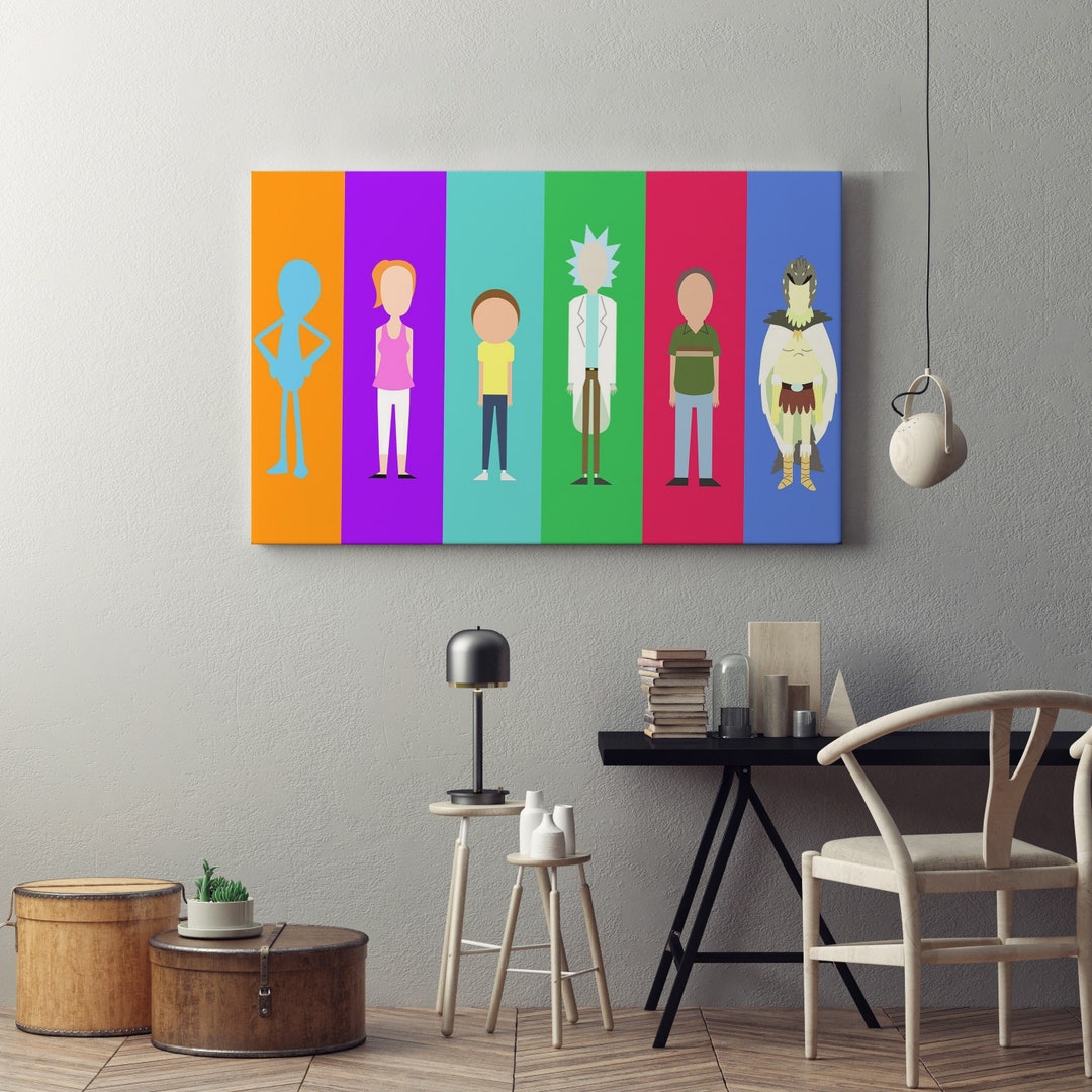 Iconic Cartoon Characters Canvas, Famous Cartoon Poster, Wall Art
