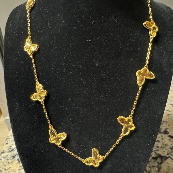 Gold filled 10 Klee Schmetterling Halskette hochwertige Halskette 18k 18 Zoll