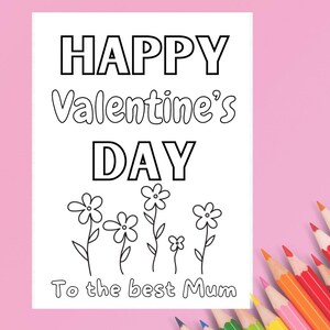 Coloring Mom Valentines card, Valentine’s Day card for mum