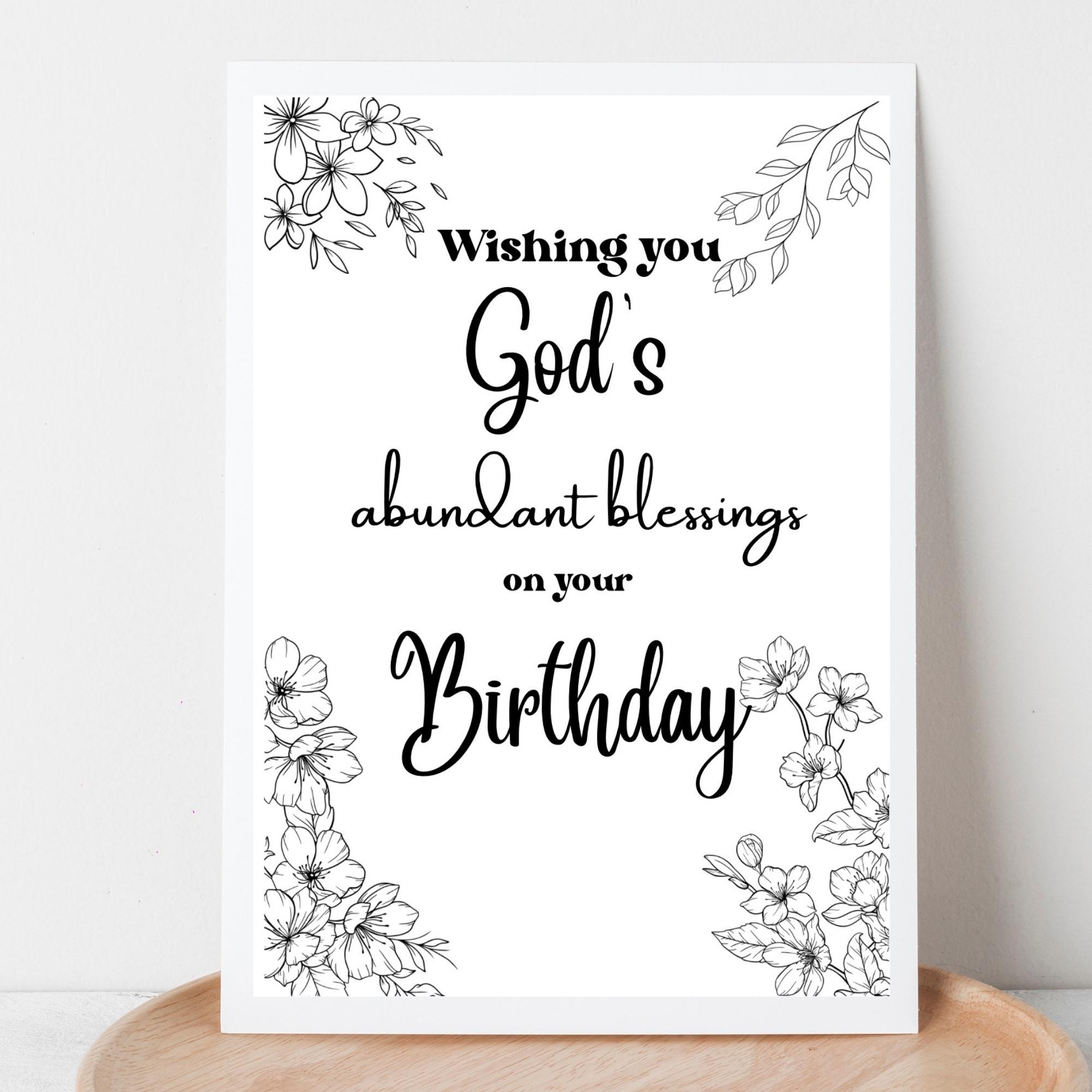 Christian Birthday Coloring Card: Religious Blessings (digital Download ...