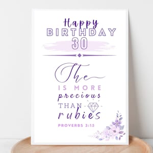 30th birthday card for her, bible verse 30th card, Christian birthday wishes