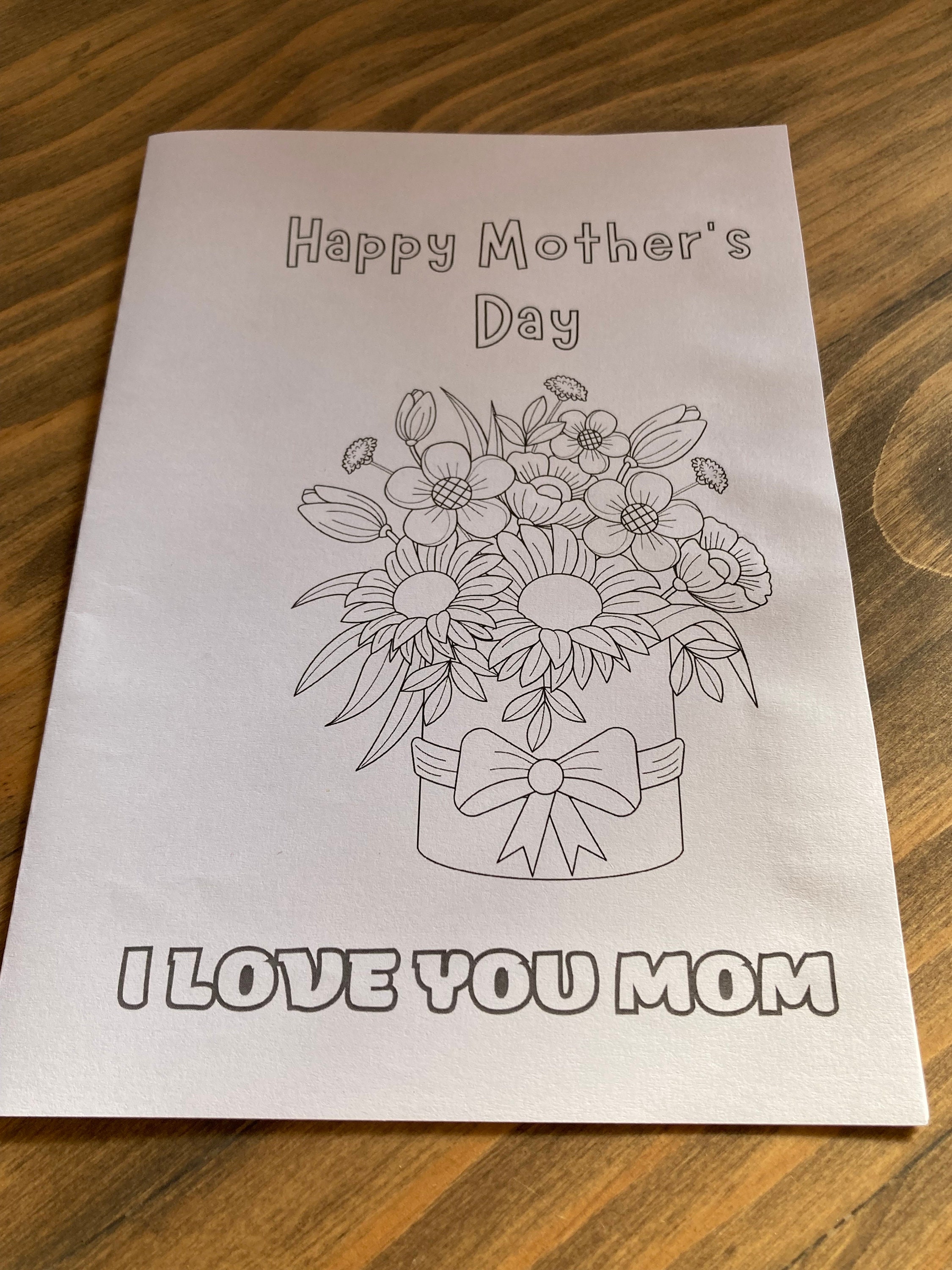 PRINTABLE Mothers Day Coloring Card With Inside Page - Etsy