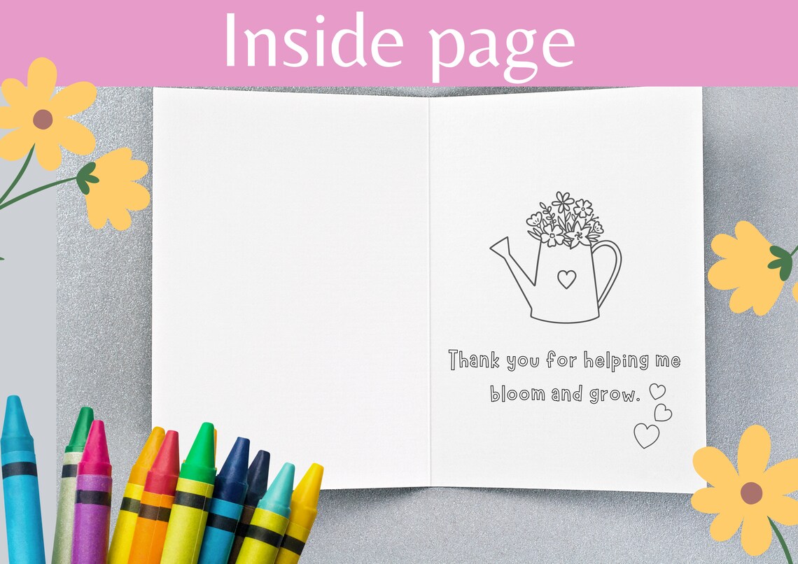 PRINTABLE Mothers Day Coloring Card With Inside Page - Etsy