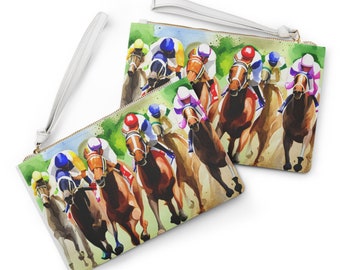 Galloping Racehorses Watercolor Clutch Bag - Perfect Kentucky Derby Gift!