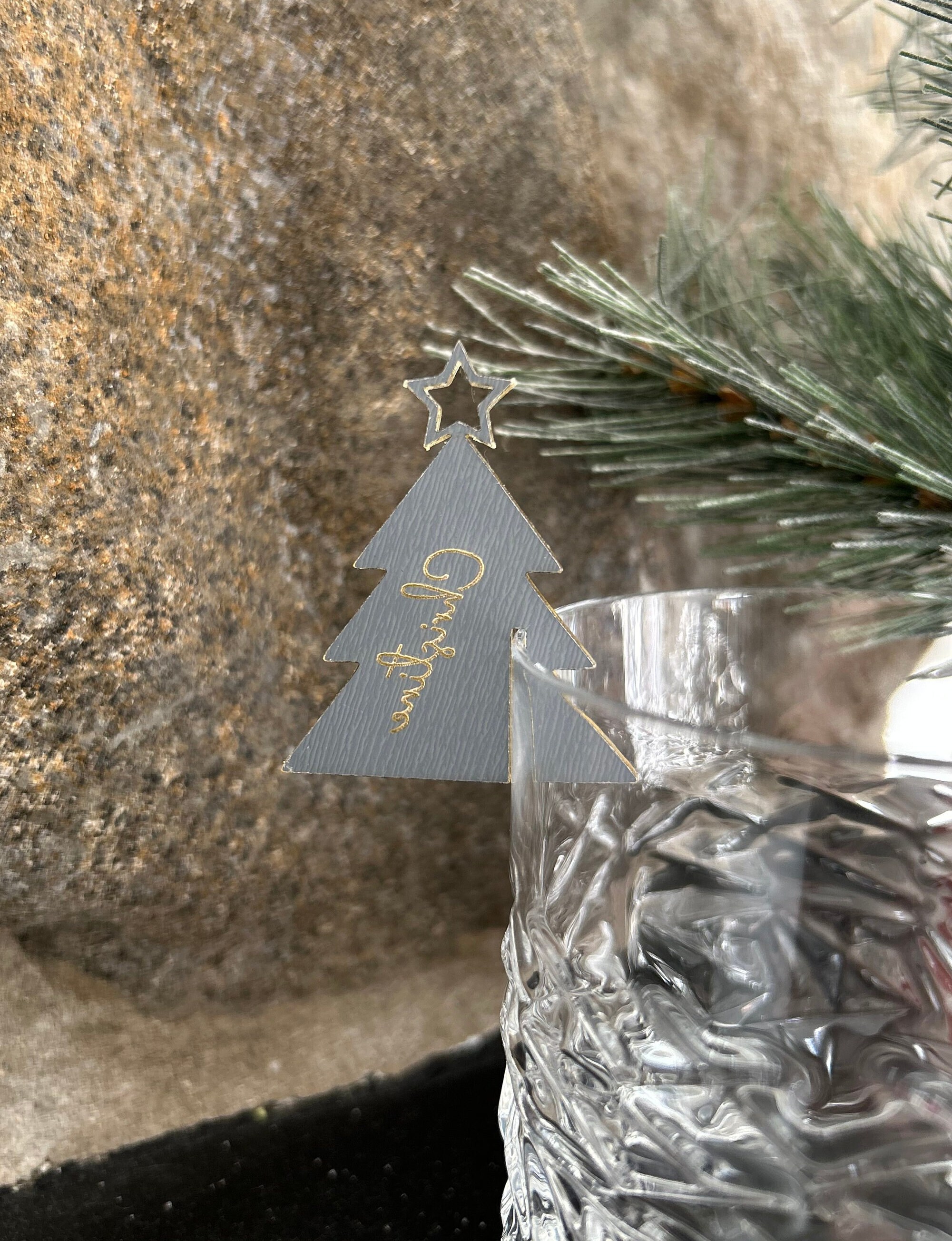 Personalized Christmas Tree Name Tag Holiday Tree Drink Name Tag