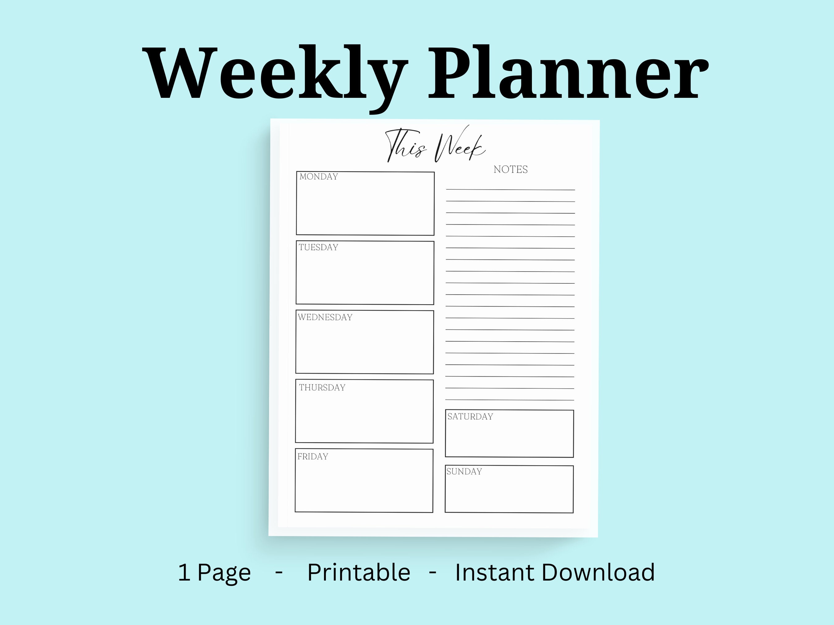 Weekly Planner Printable Weekly Planner Printable Weekly - Etsy