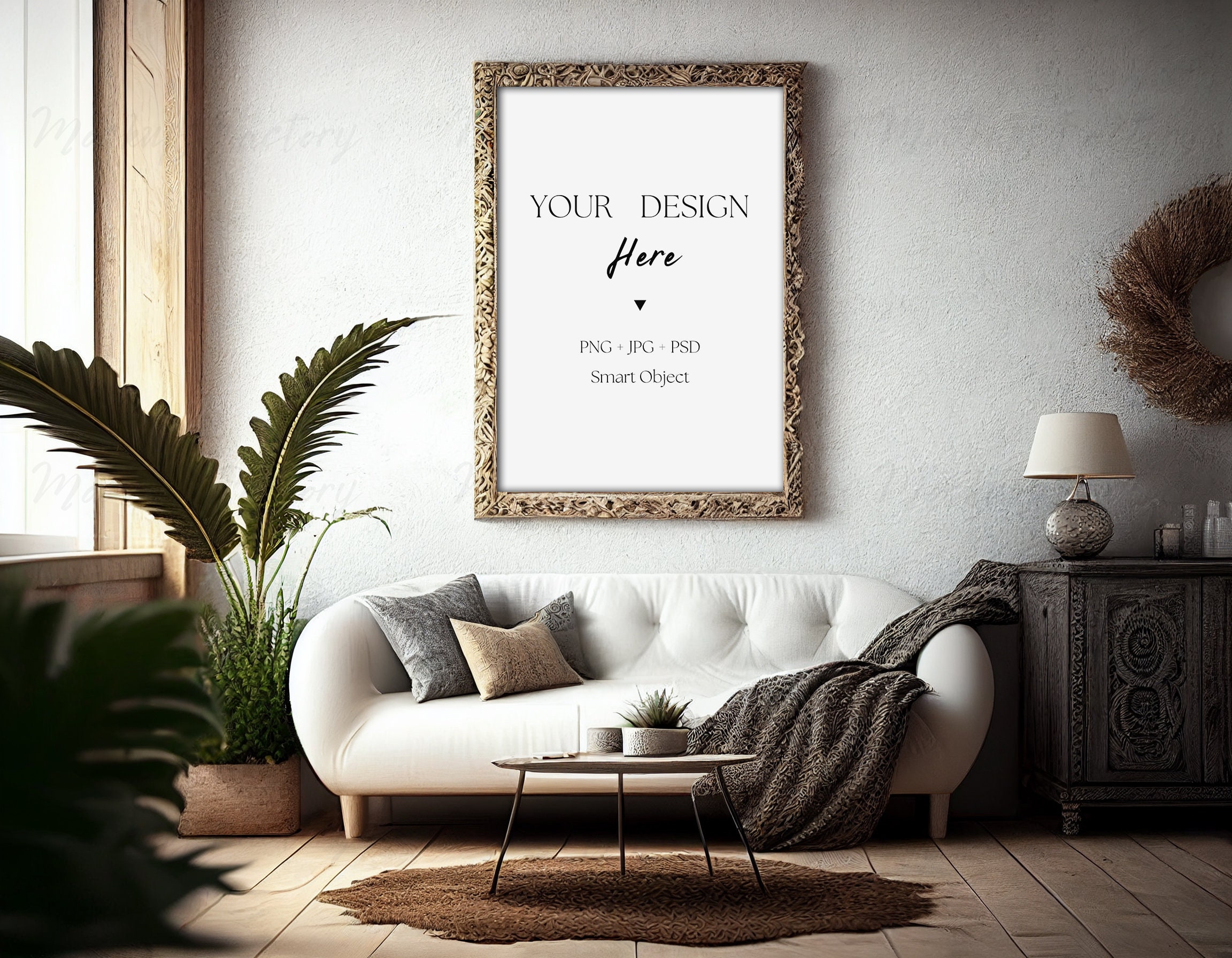 Boho Frame Mockup Interior Home Mockup Boho Mockup Bohemian - Etsy