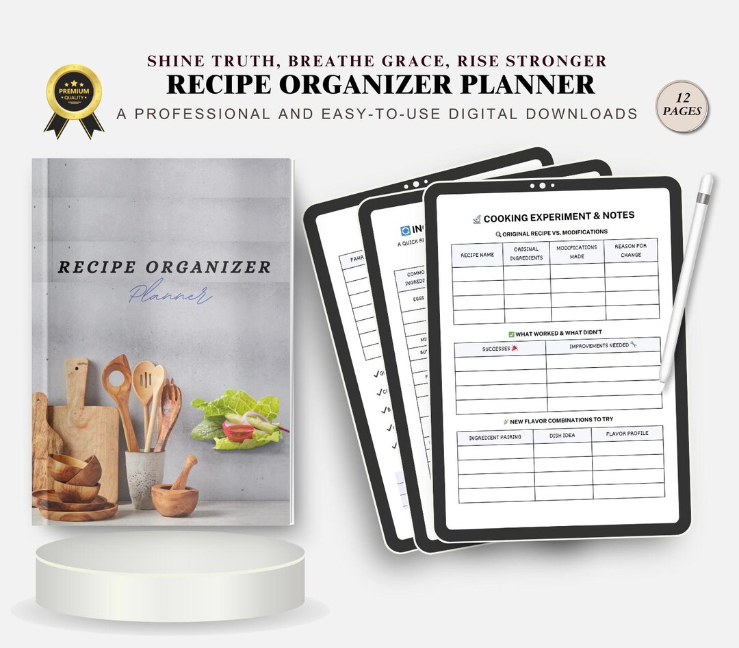 Recipe Organizer Printable | Digital Recipe Book Template | Meal ...