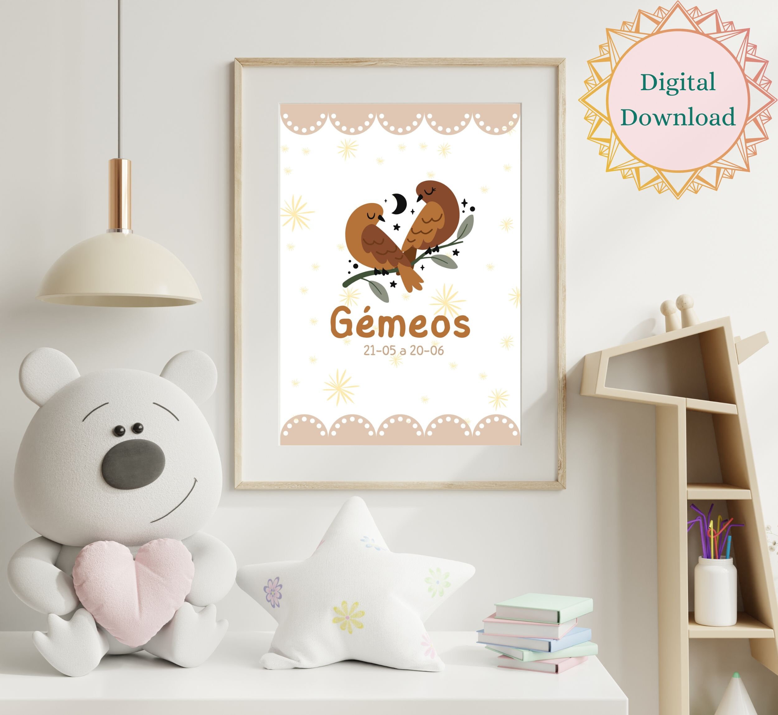 English Kids Geminis Zodiac Sign Poster | Digital Download | New Baby ...
