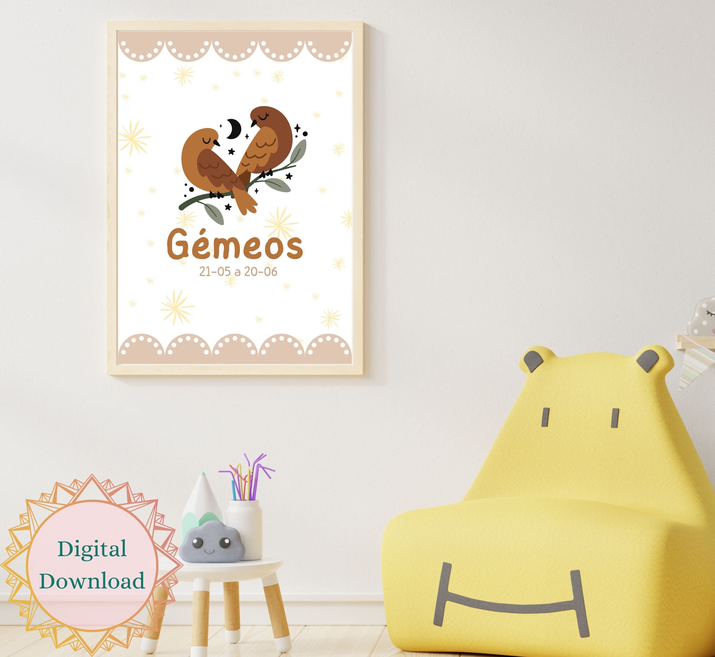 English Kids Geminis Zodiac Sign Poster | Digital Download | New Baby ...